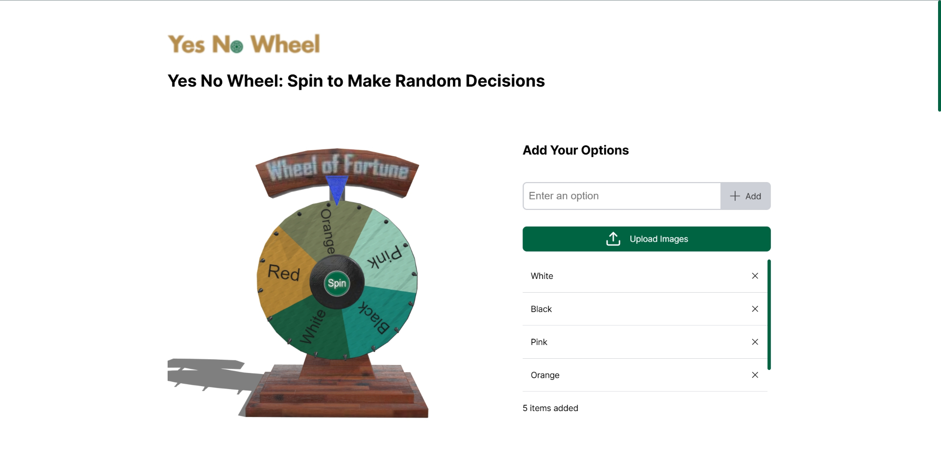 yes no wheel screenshot and logo
